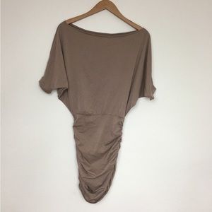 NWOT New Mapale Mocha Batwing Fitted Stretch Mini Dress Size Small Casual Beach